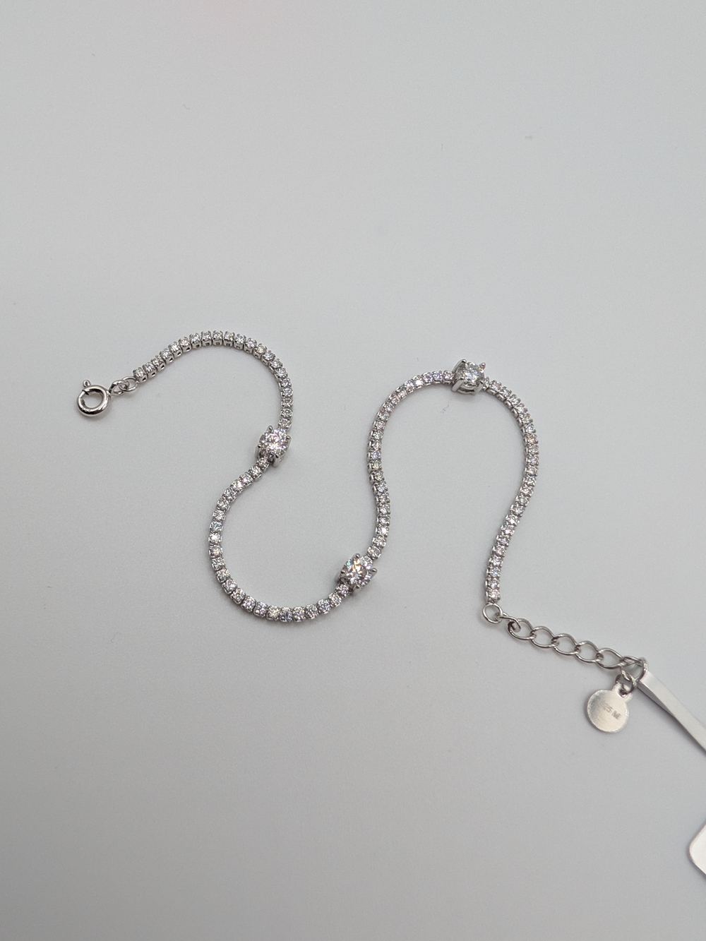 ​NWT 2.33 ctw Moissanite Station Tennis Bracelet 925 Sterling Silver 7"-8